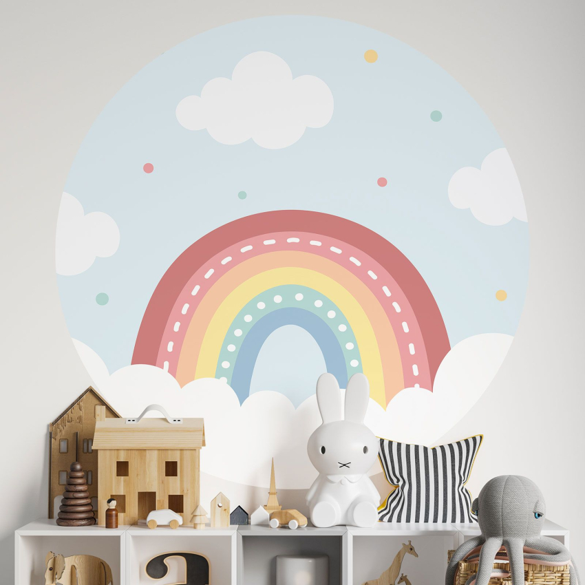 Papier peint rond / cercle Enfants - Arc-en-Ciel