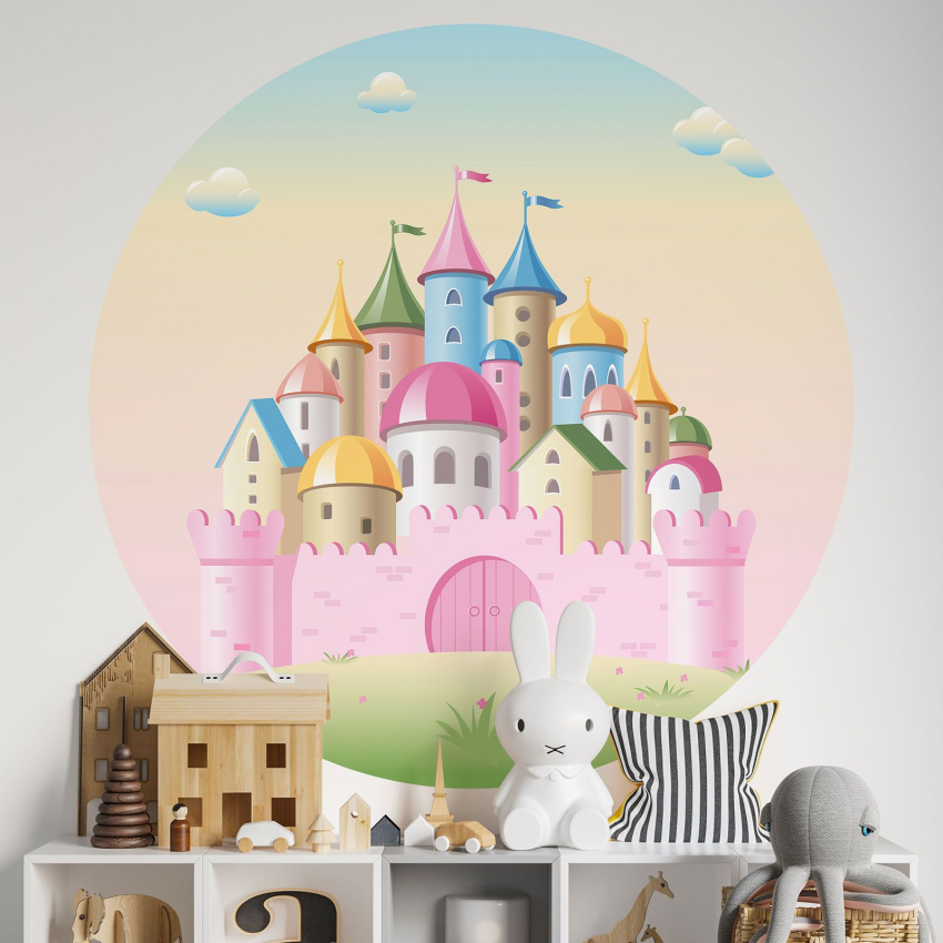 Papier peint rond / cercle Enfants - Château