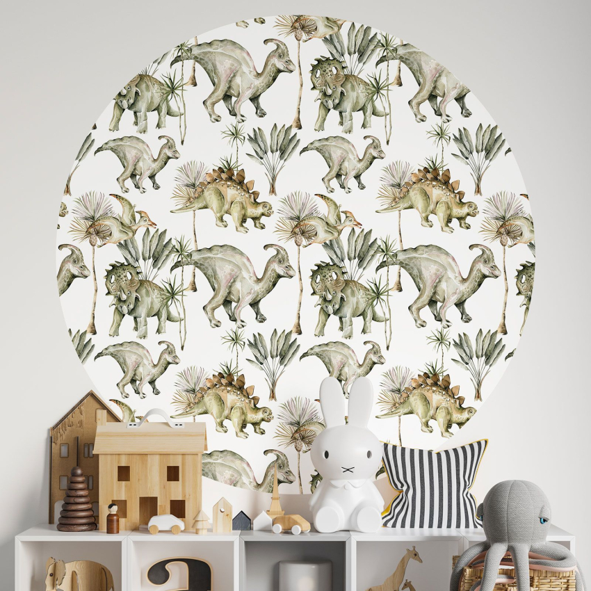 Papier peint rond / cercle Enfants - Dinosaures - 361