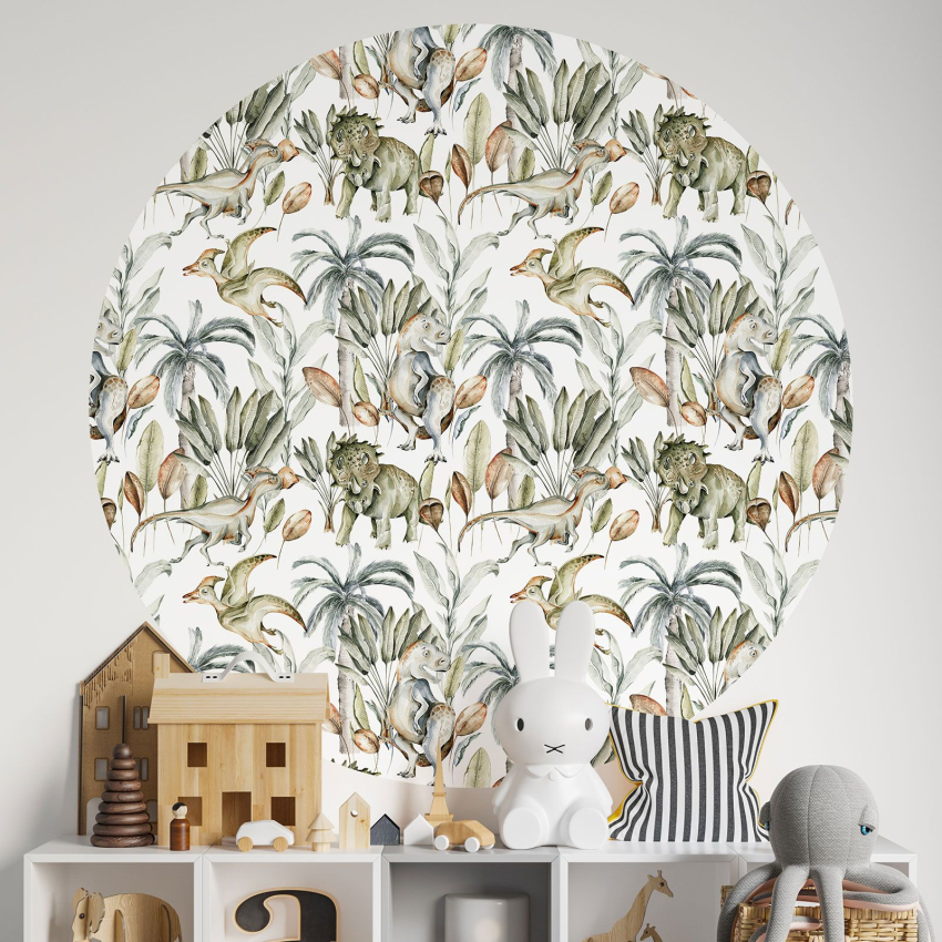 Papier peint rond / cercle Enfants - Dinosaures - 363