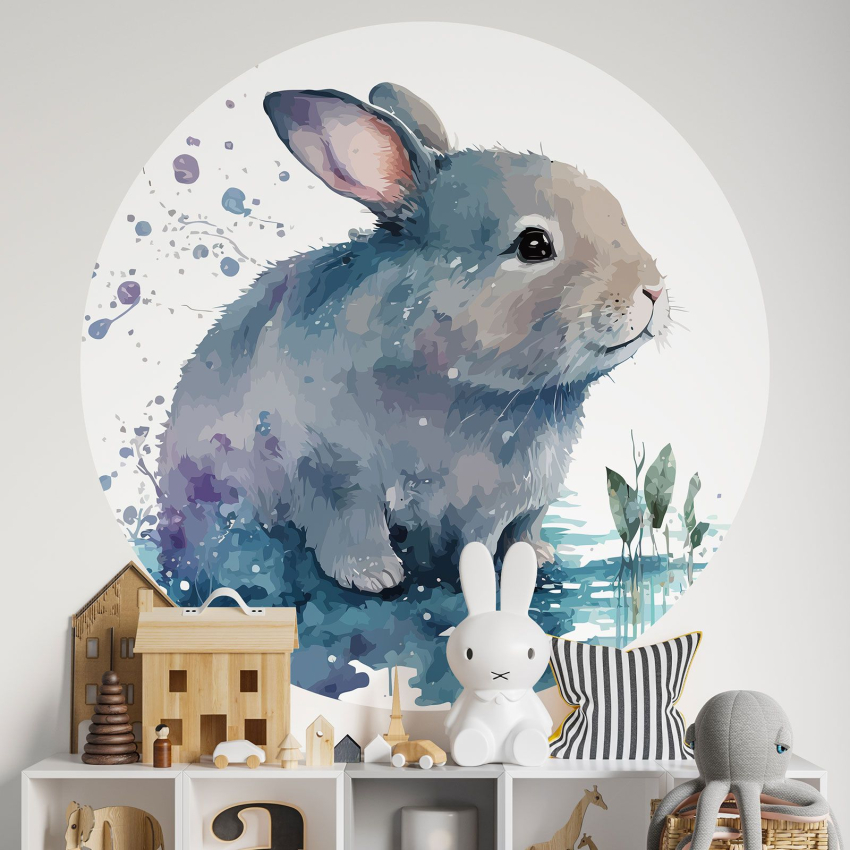 Papier peint rond / cercle Enfants - Lapin
