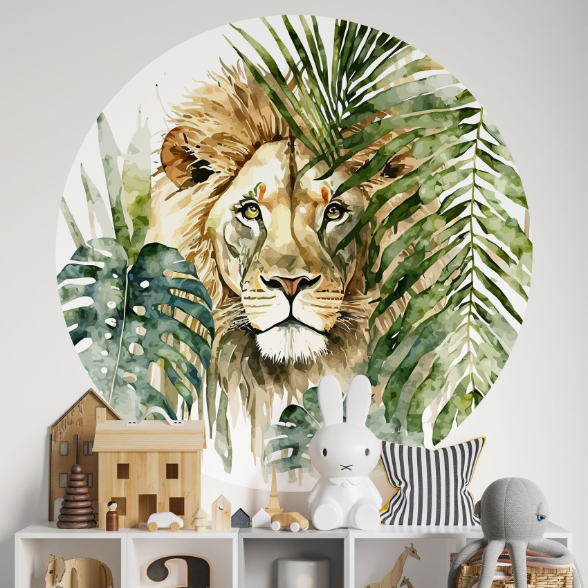 Papier peint rond / cercle Enfants - Lion