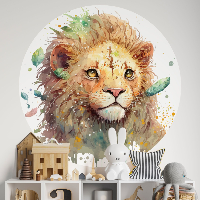 Papier peint rond / cercle Enfants - Lion