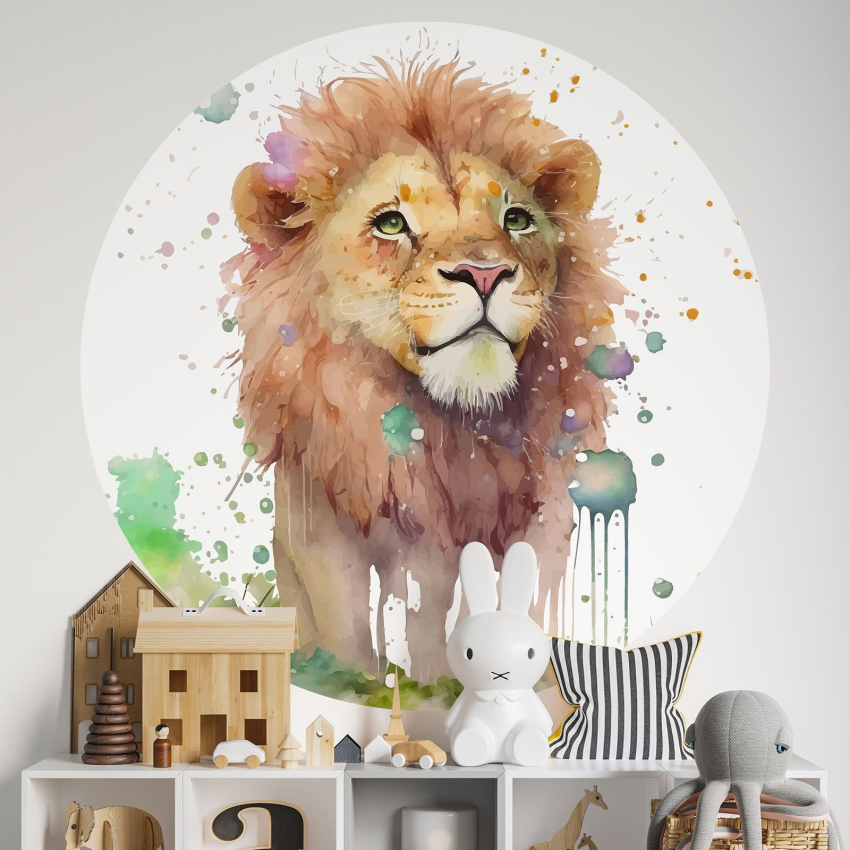 Papier peint rond / cercle Enfants - Lion