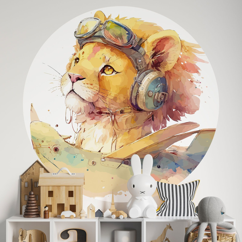 Papier peint rond / cercle Enfants - Lion