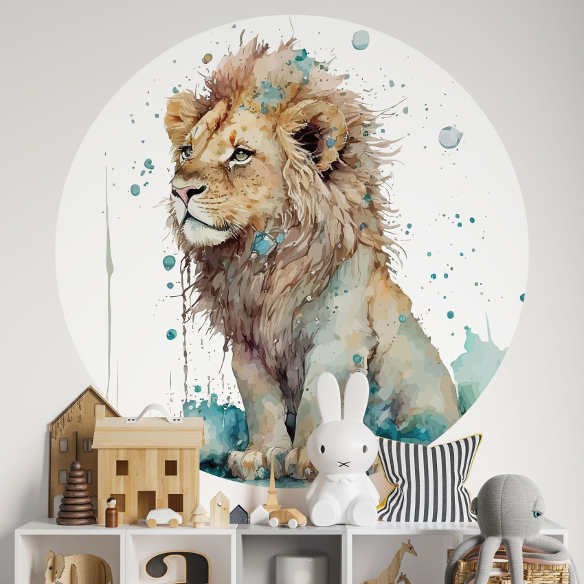 Papier peint rond / cercle Enfants - Lion