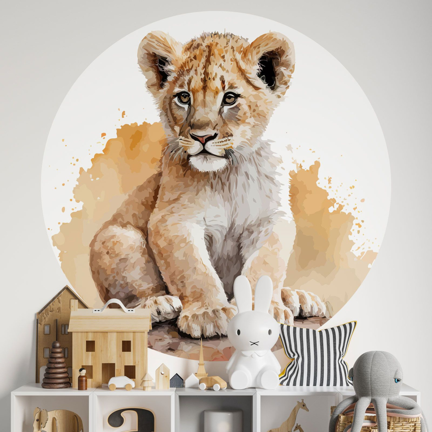 Papier peint rond / cercle Enfants - Lionceau