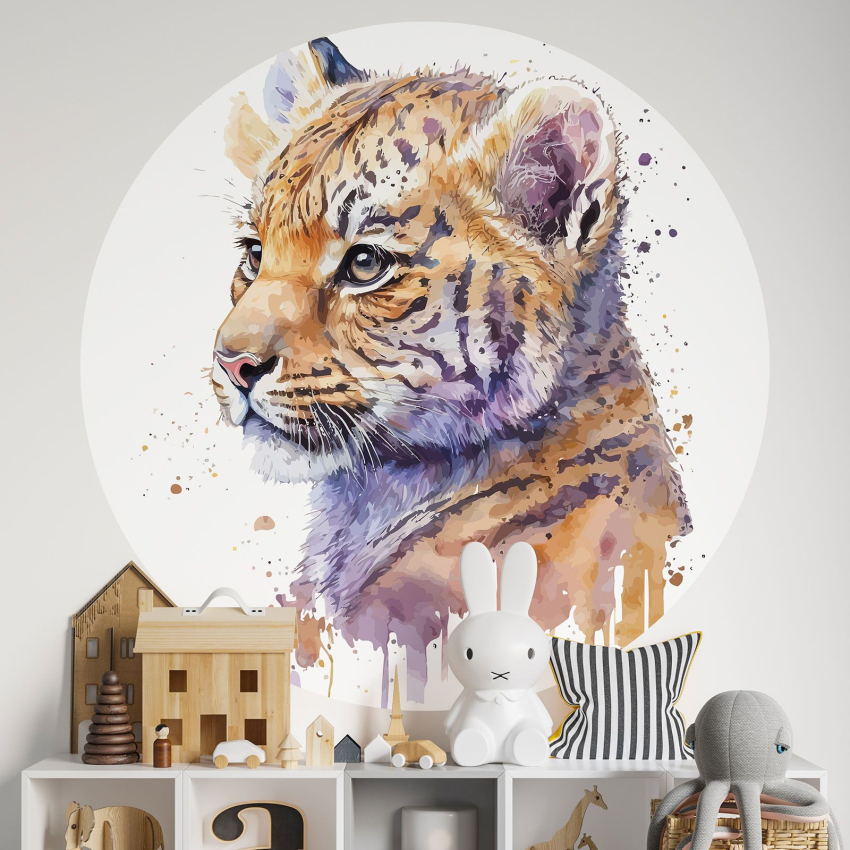 Papier peint rond / cercle Enfants - Lionceau