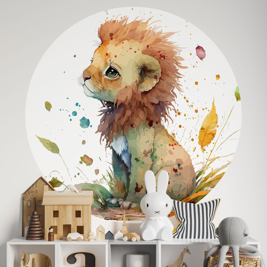 Papier peint rond / cercle Enfants - Lionceau