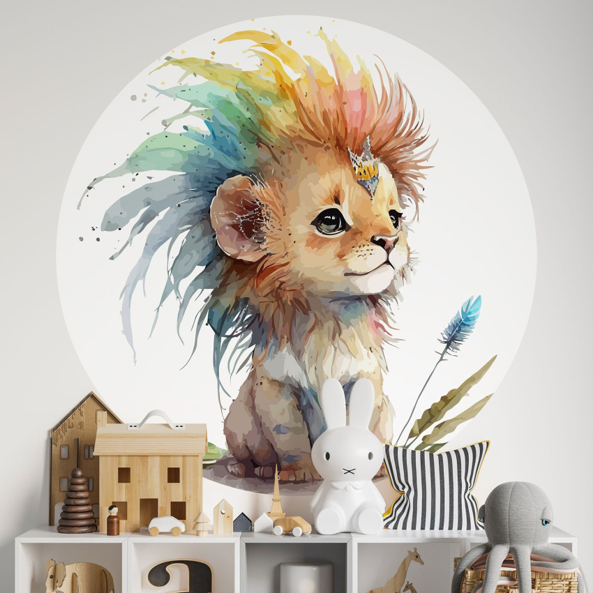 Papier peint rond / cercle Enfants - Lionceau