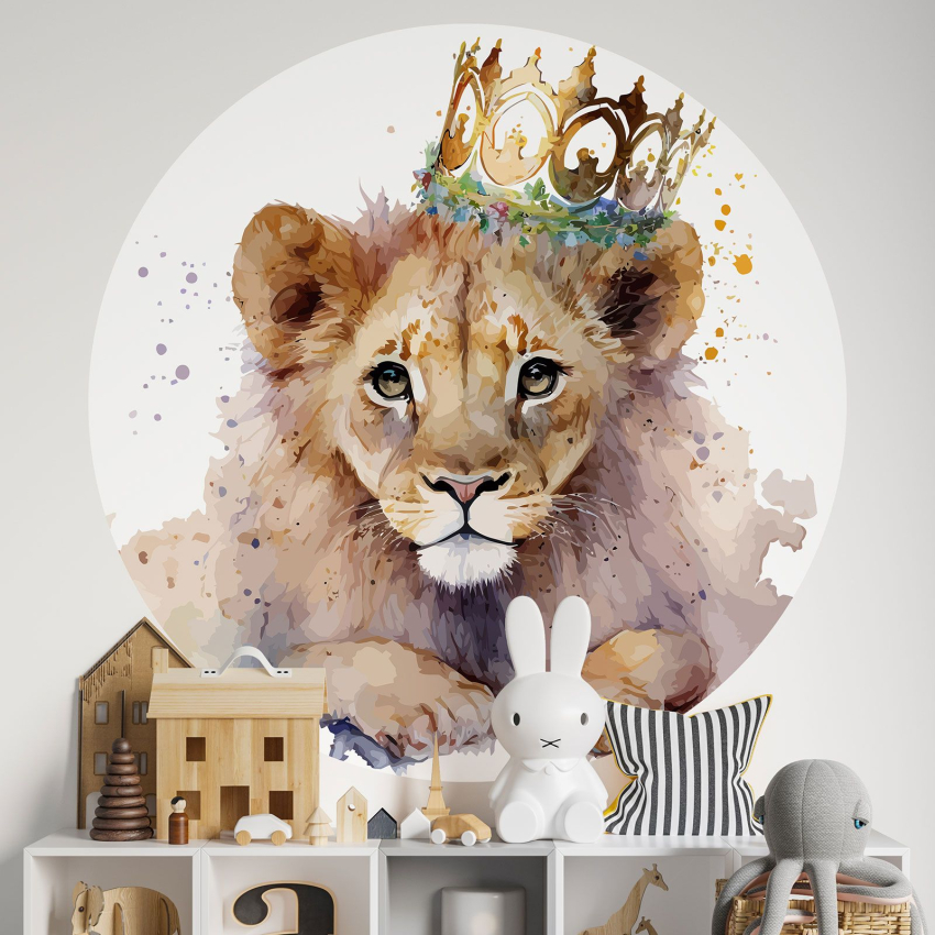 Papier peint rond / cercle Enfants - Lionceau