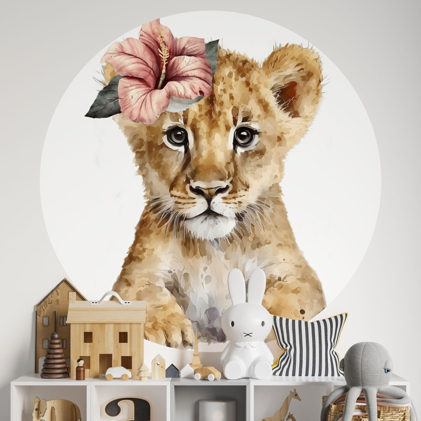 Papier peint rond / cercle Enfants - Lionceau
