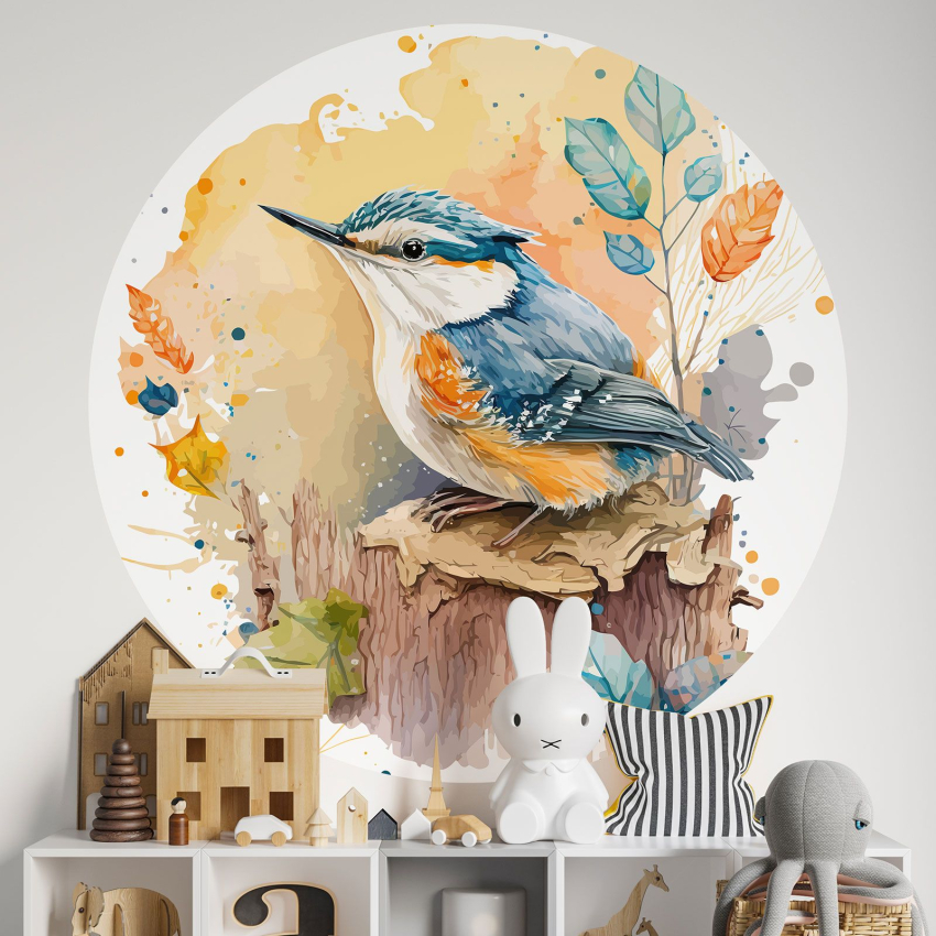 Papier peint rond / cercle Enfants - Oiseau