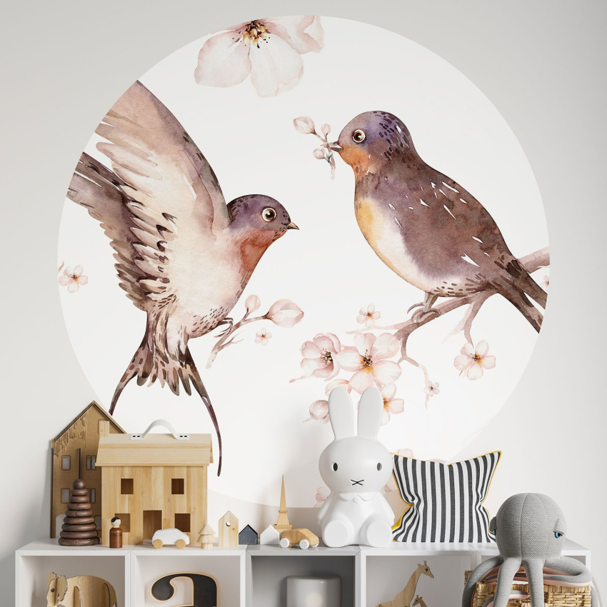 Papier peint rond / cercle Enfants - Oiseaux