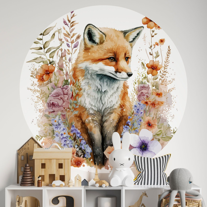 Papier peint rond / cercle Enfants - Renard
