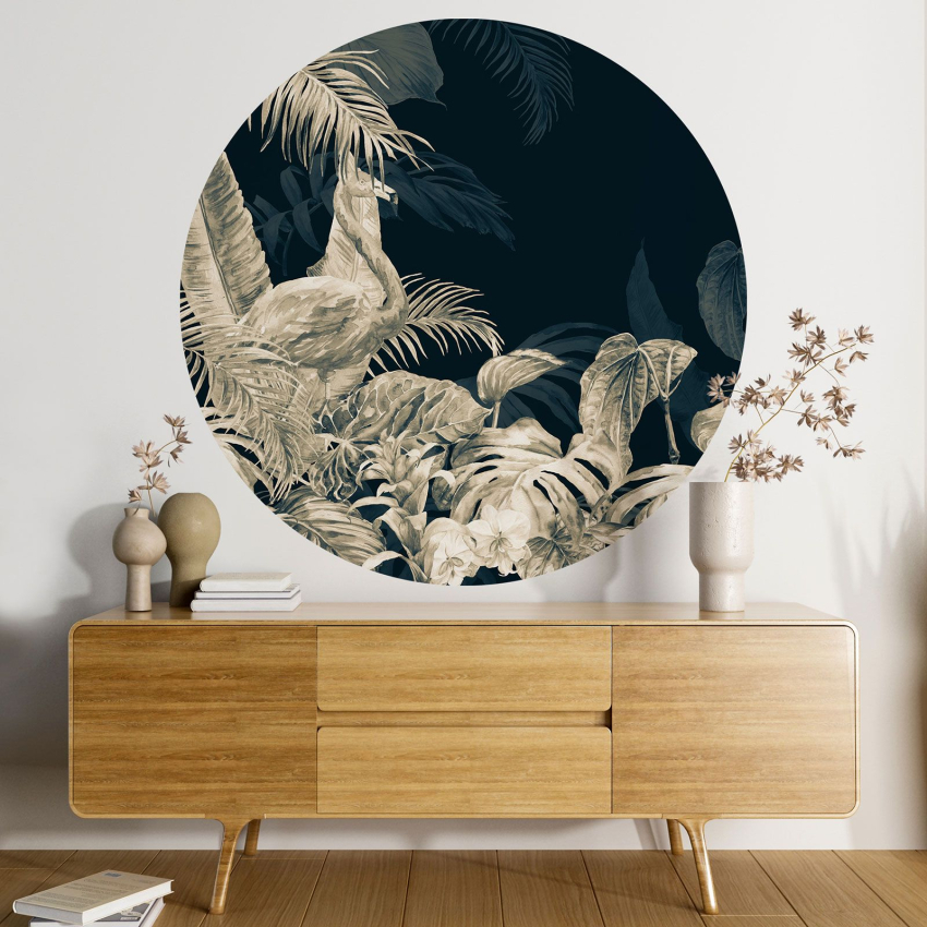 Papier peint rond / cercle - Flamant