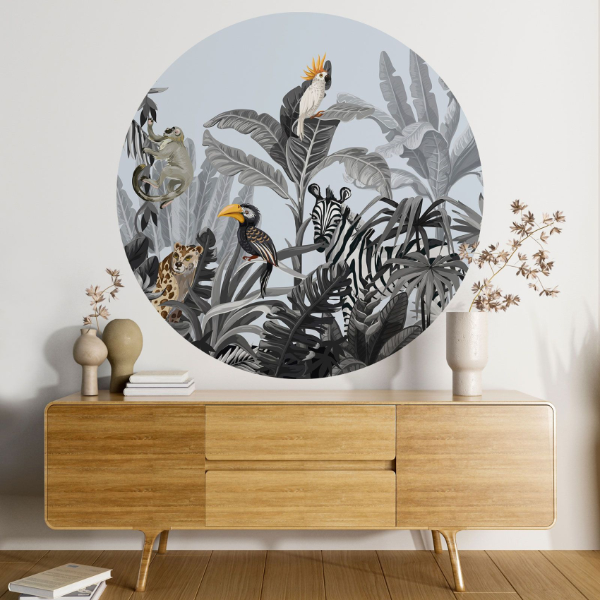 Papier peint rond / cercle - Jungle Animaux