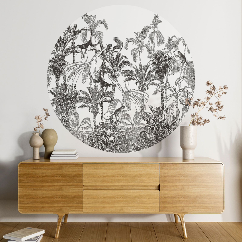 Papier peint rond / cercle - Jungle Animaux