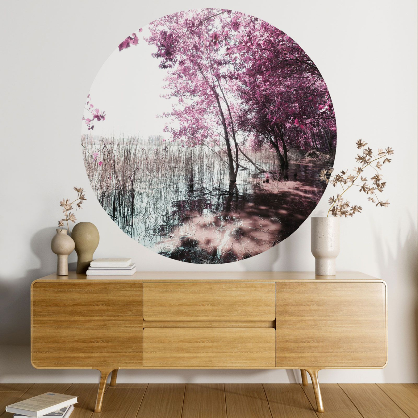 Papier peint rond / cercle - Lac