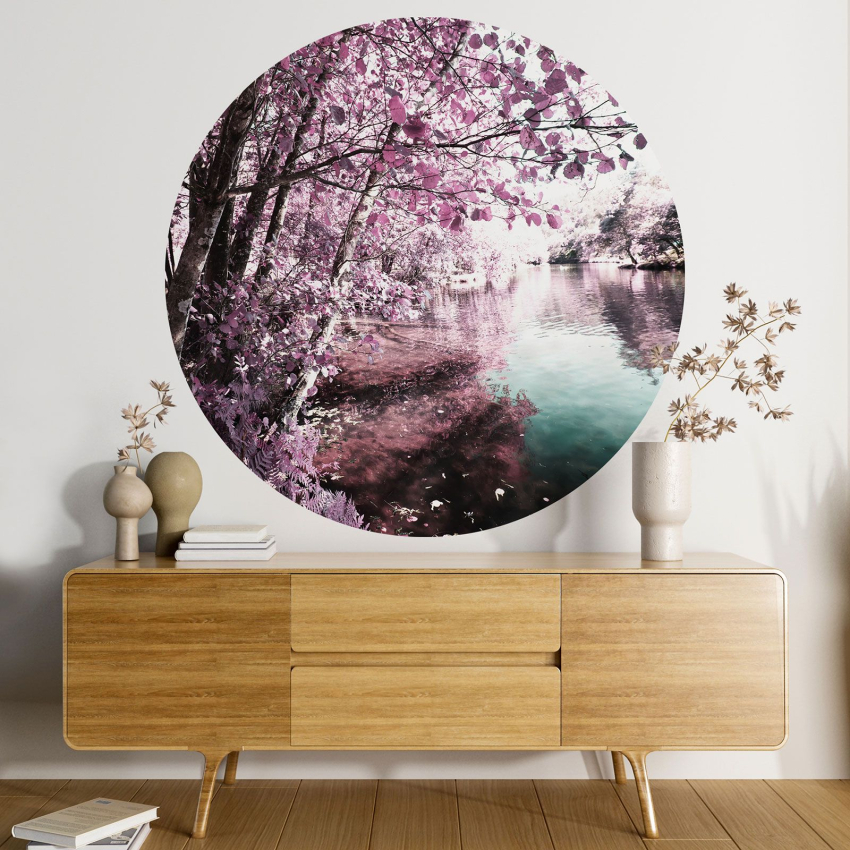 Papier peint rond / cercle - Lac