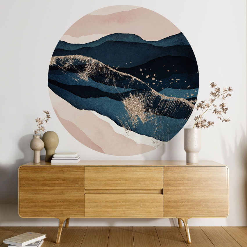 Papier peint rond / cercle - Montagnes design
