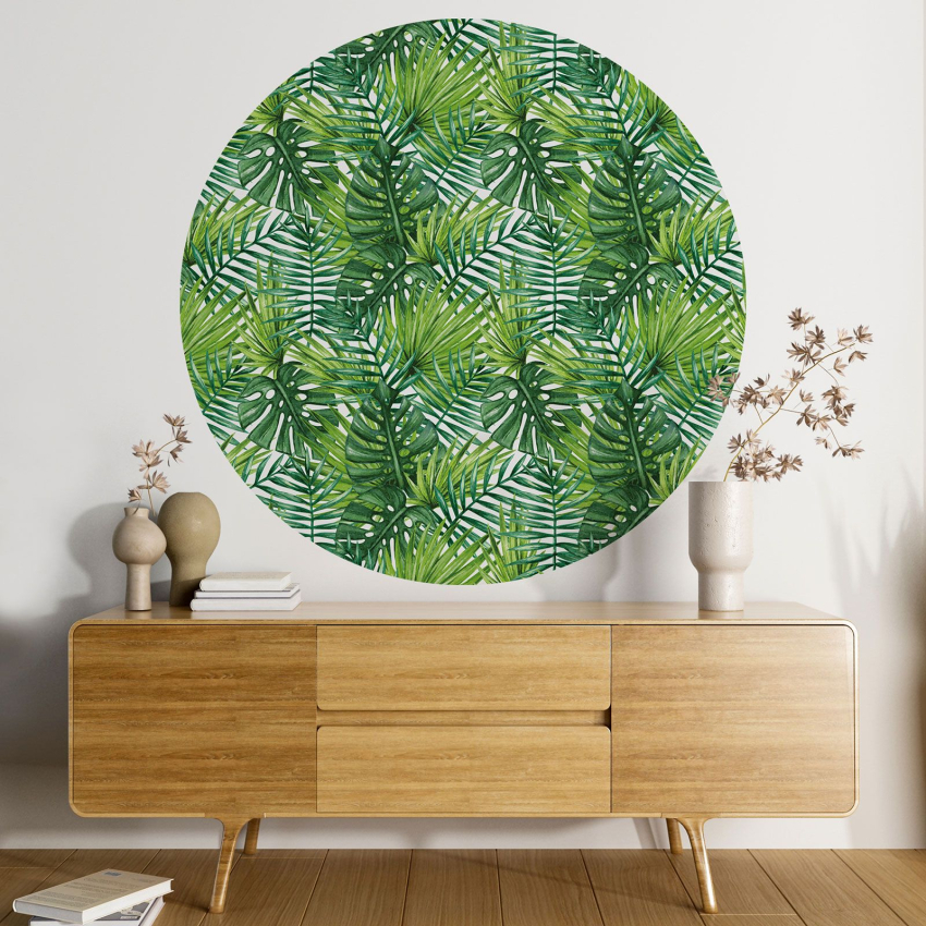 Papier peint rond / cercle - Motif botanique - 025