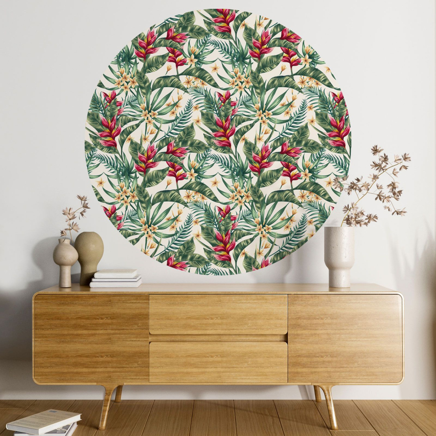 Papier peint rond / cercle - Motif botanique - 029