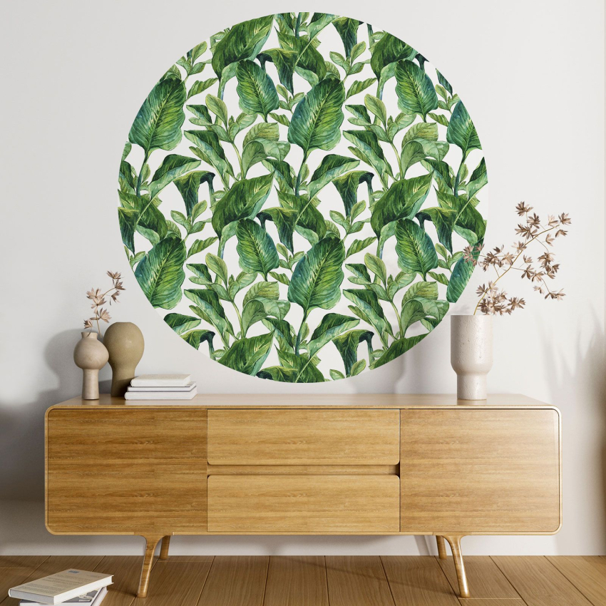 Papier peint rond / cercle - Motif botanique - 030