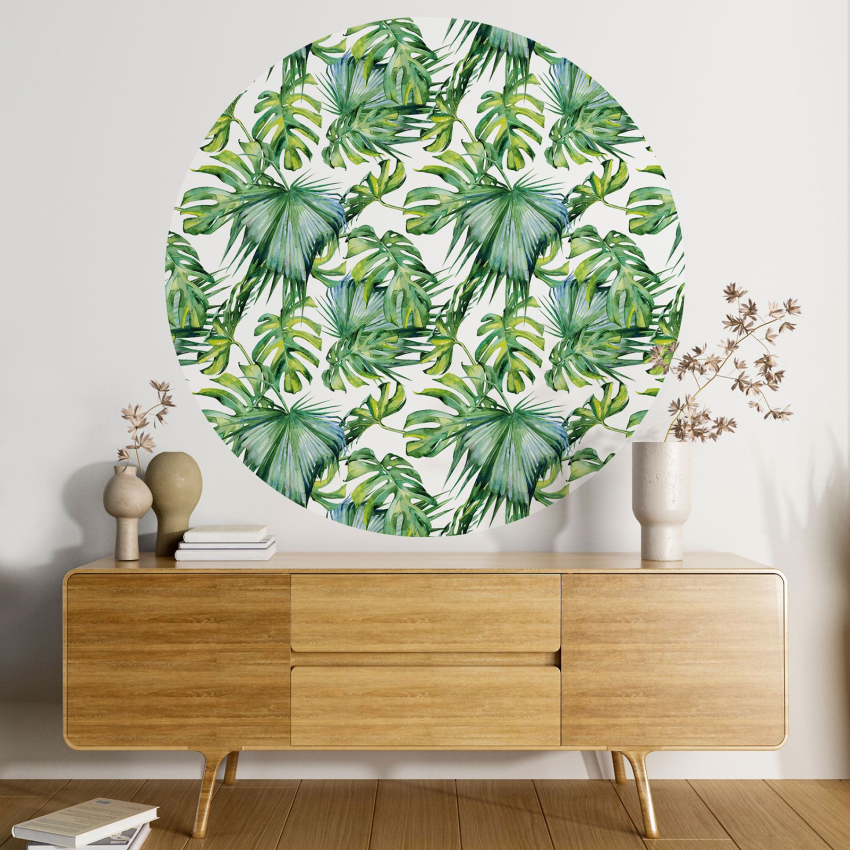 Papier peint rond / cercle - Motif botanique - 036