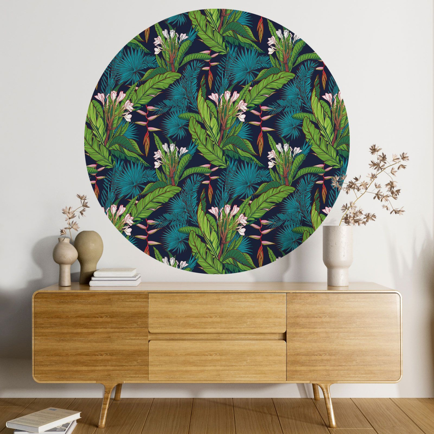Papier peint rond / cercle - Motif botanique - 037