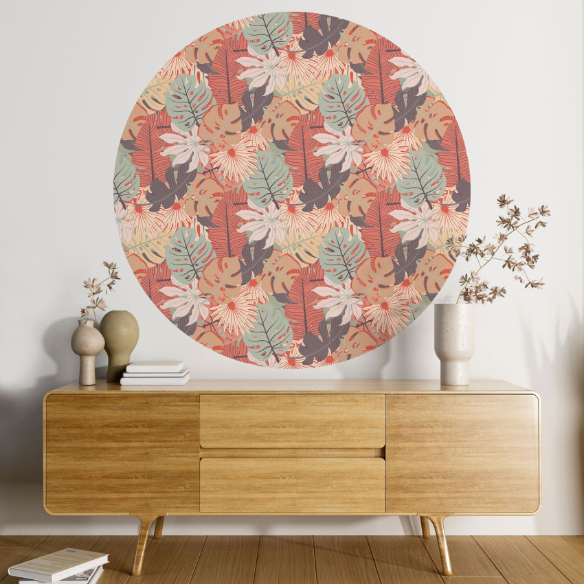 Papier peint rond / cercle - Motif botanique - 060