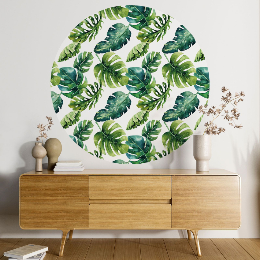 Papier peint rond / cercle - Motif botanique - 066