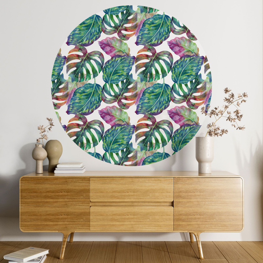 Papier peint rond / cercle - Motif botanique - 068