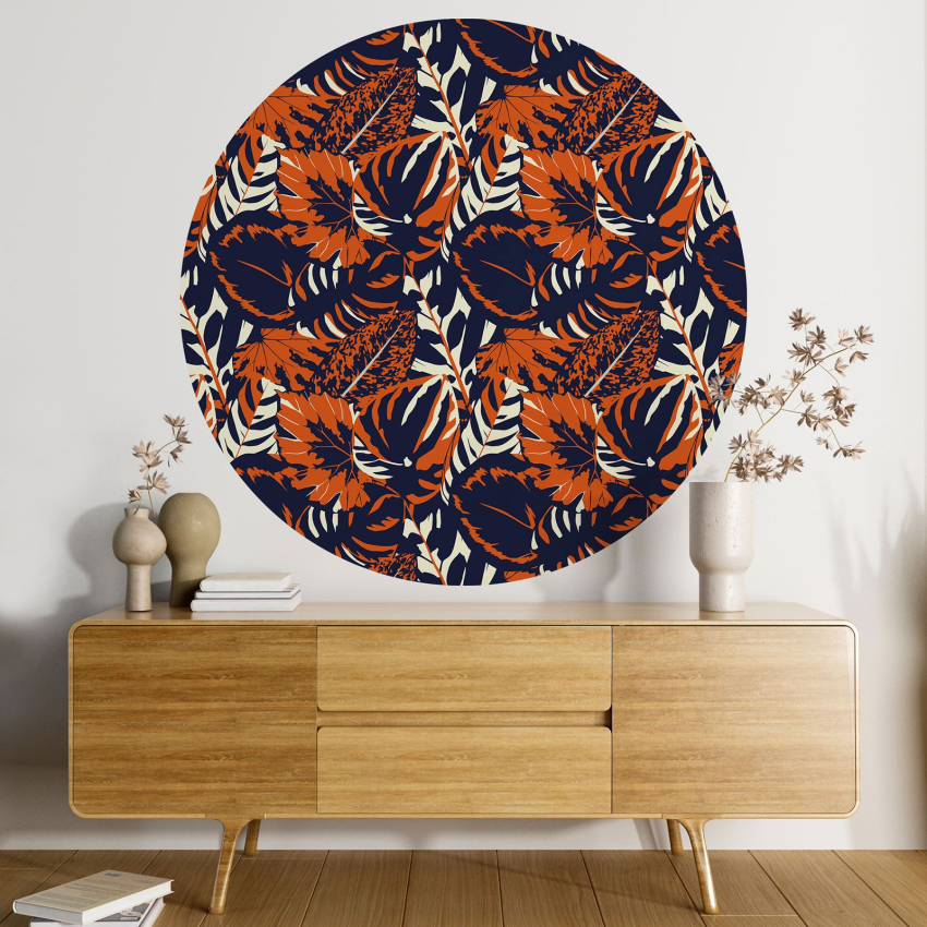 Papier peint rond / cercle - Motif botanique - 073