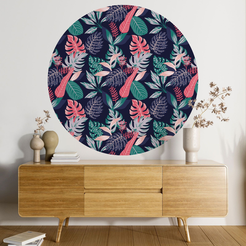 Papier peint rond / cercle - Motif botanique - 074