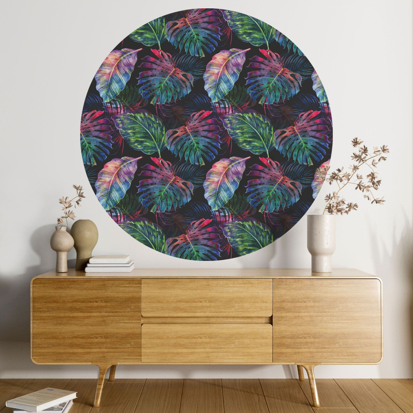 Papier peint rond / cercle - Motif botanique - 076