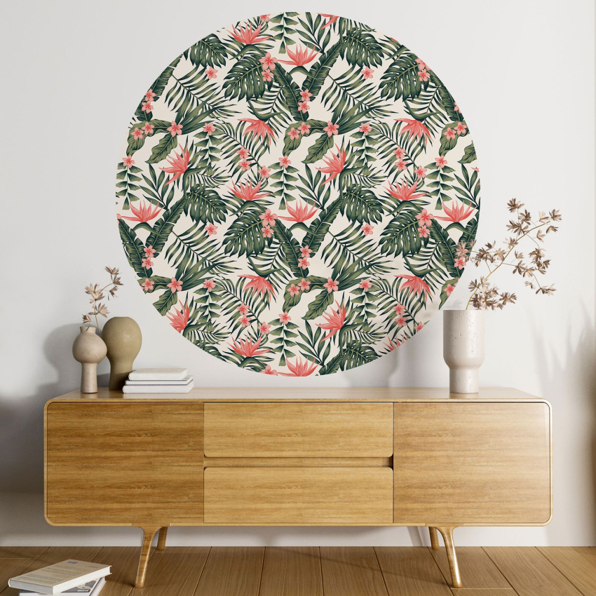 Papier peint rond / cercle - Motif botanique - 077