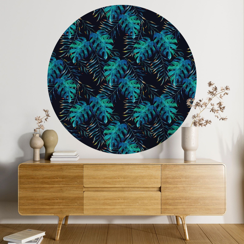 Papier peint rond / cercle - Motif botanique - 078