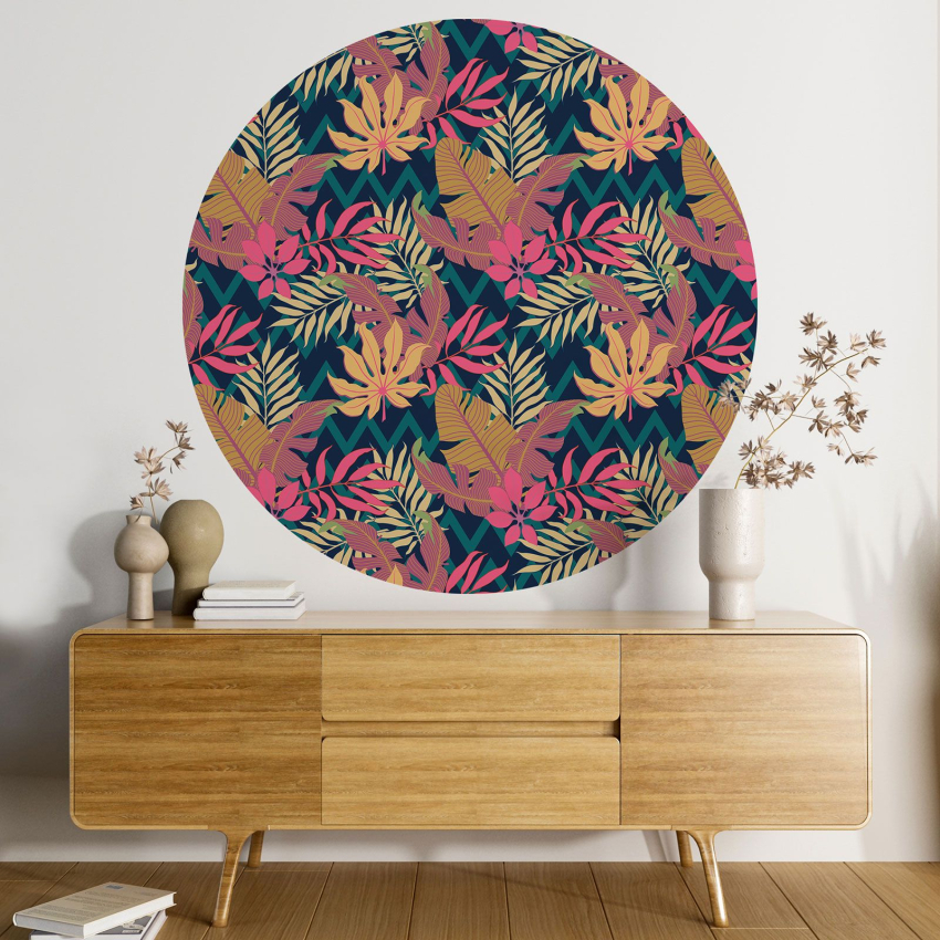 Papier peint rond / cercle - Motif botanique - 080