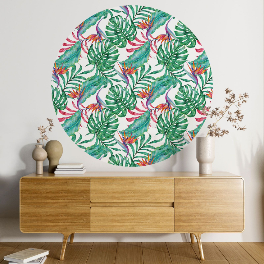 Papier peint rond / cercle - Motif botanique - 098