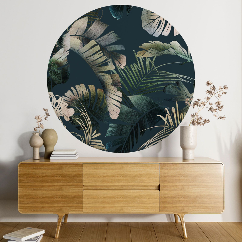 Papier peint rond / cercle - Motif botanique