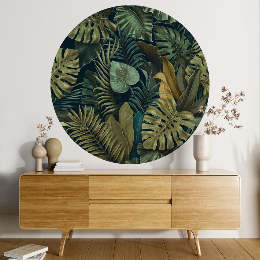 Papier peint rond / cercle - Motif botanique