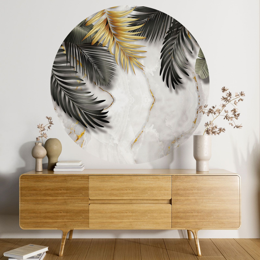 Papier peint rond / cercle - Motif botanique