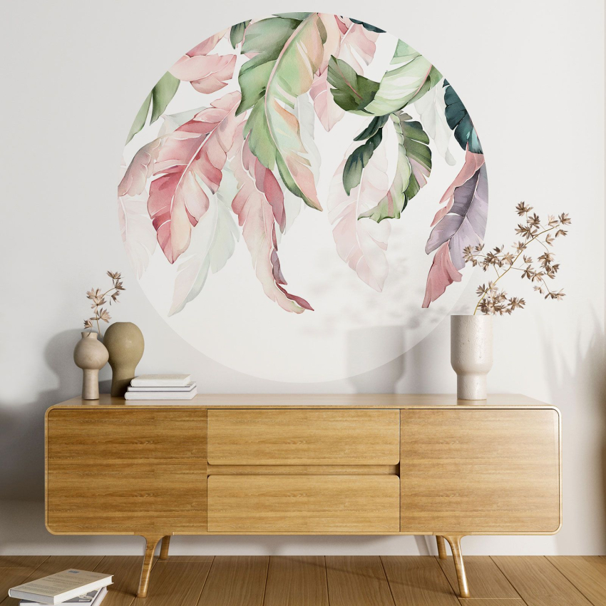 Papier peint rond / cercle - Motif botanique