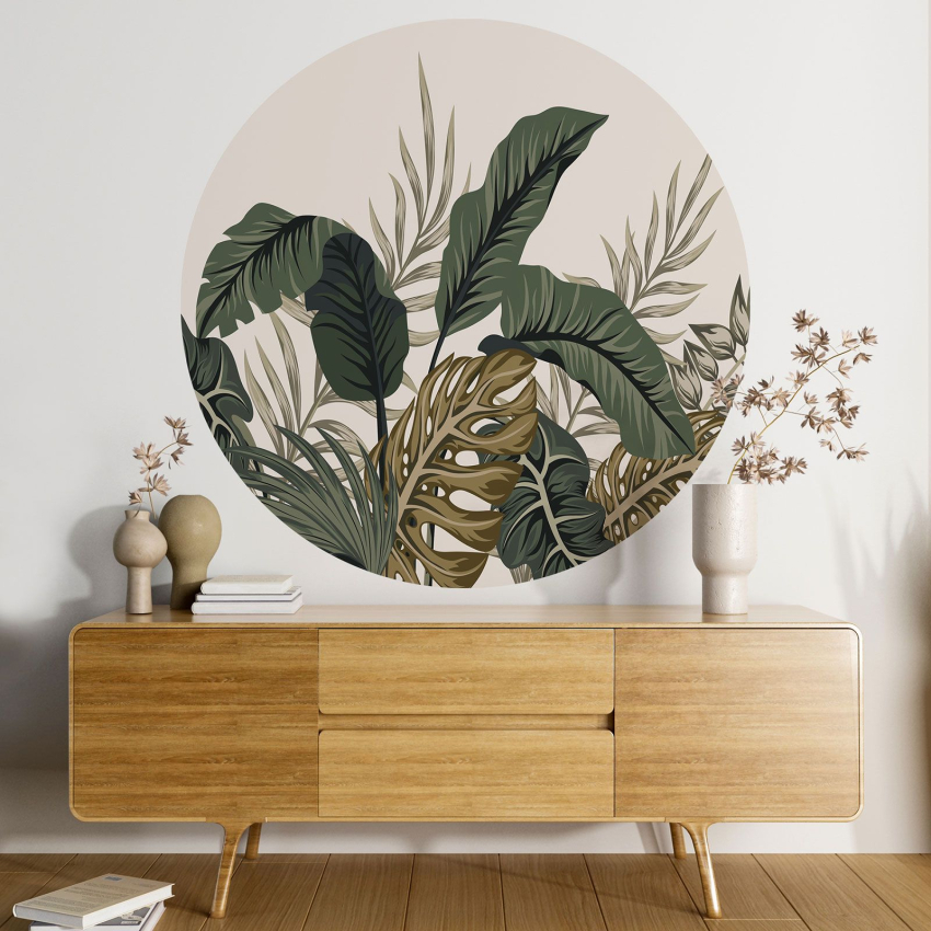 Papier peint rond / cercle - Motif botanique