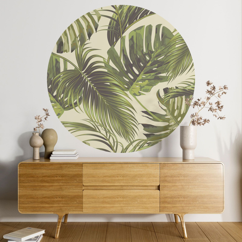 Papier peint rond / cercle - Motif botanique