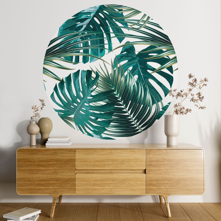 Papier peint rond / cercle - Motif botanique