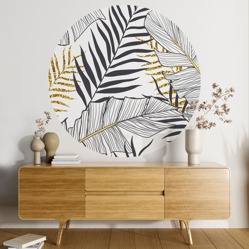Papier peint rond / cercle - Motif botanique