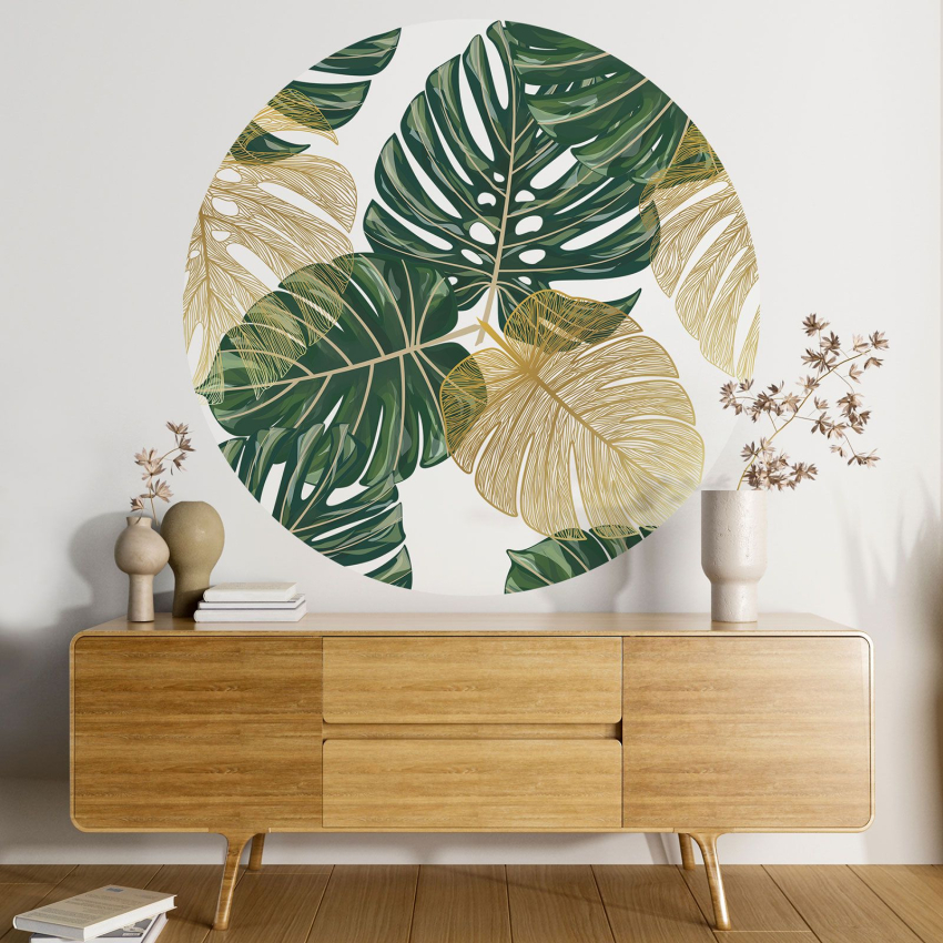 Papier peint rond / cercle - Motif botanique
