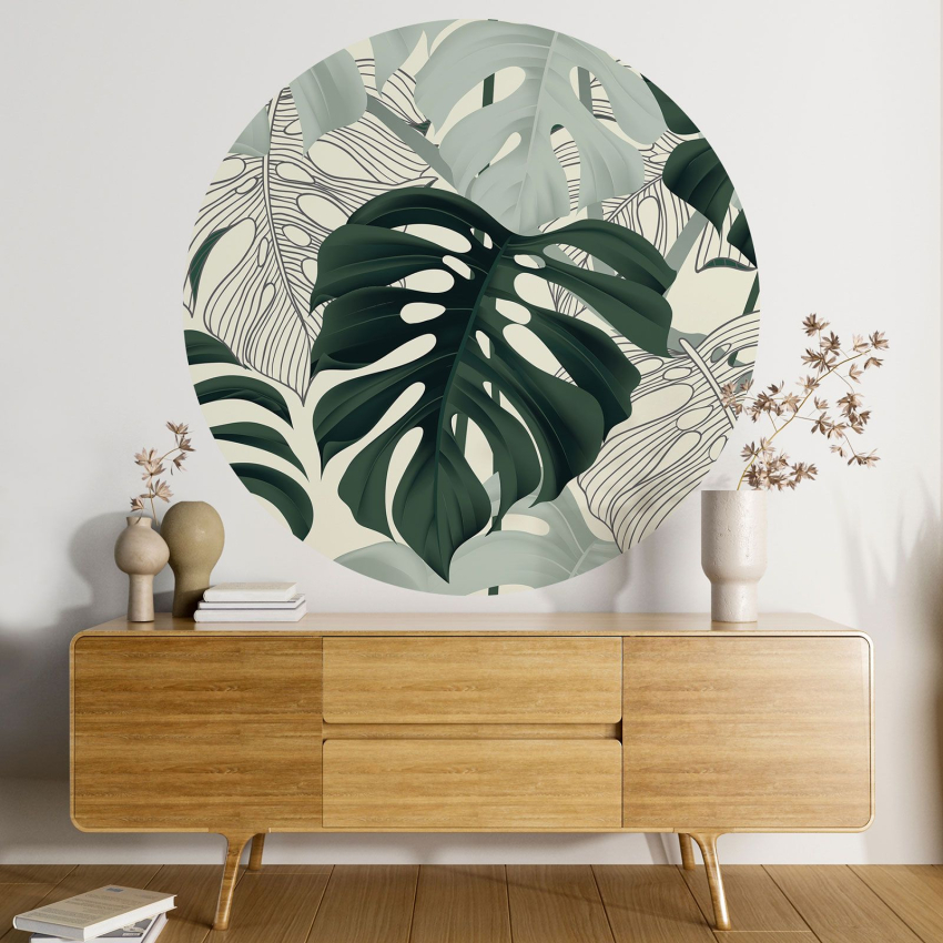 Papier peint rond / cercle - Motif botanique
